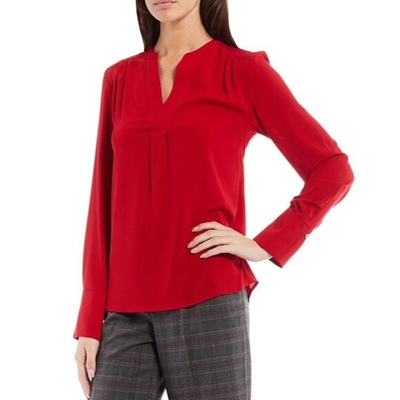 Calvin Klein Tops - Calvin Klein Women Red Split Blouse — Small
